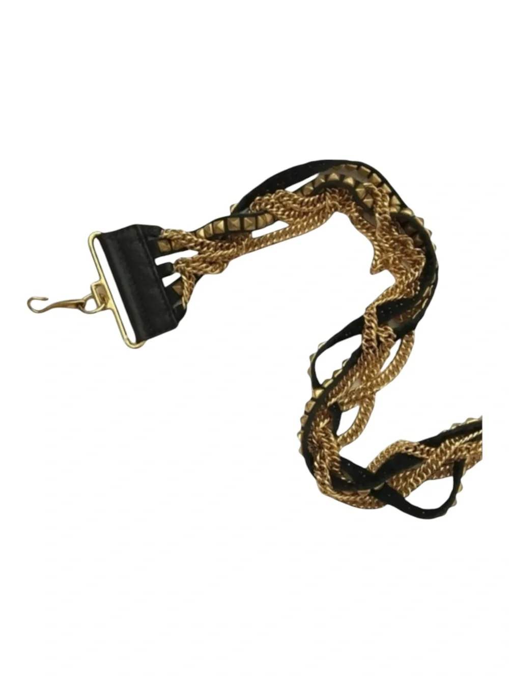 new LF ♐︎ Streets Ahead ♐︎ Twisted Layer Multi Chain Leather Belt ♐︎ Black Gold